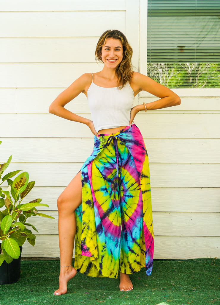 Rainbow Swirl Palazzo Wrap Pants