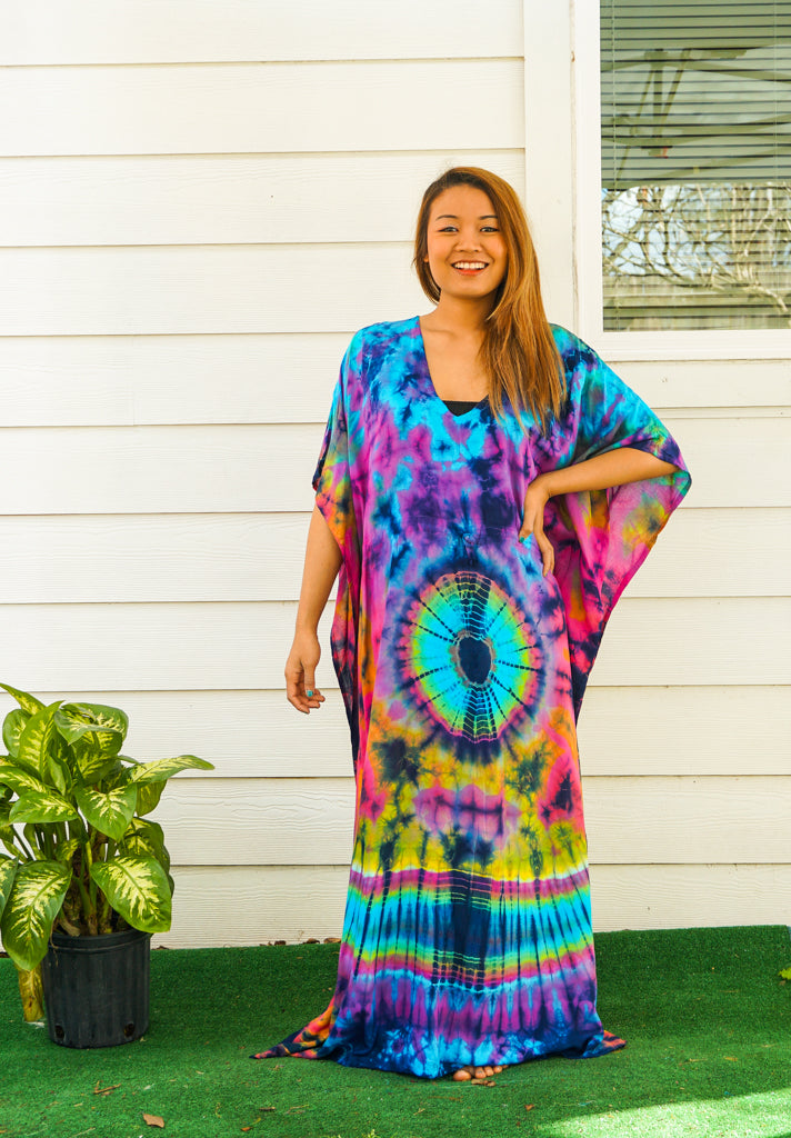 Prismatic Bloom Tie Dye Kaftan
