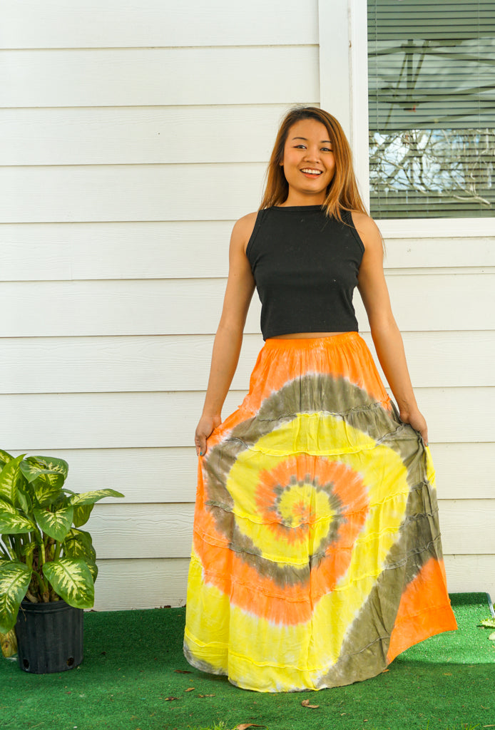 Sunburst Spiral Maxi Skirt