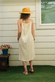 Raw Double Gauze Crinkled Cotton Midi Dress