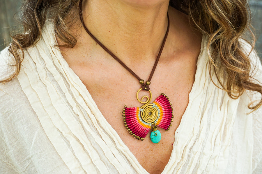 Turquoise Drop Macrame Necklace