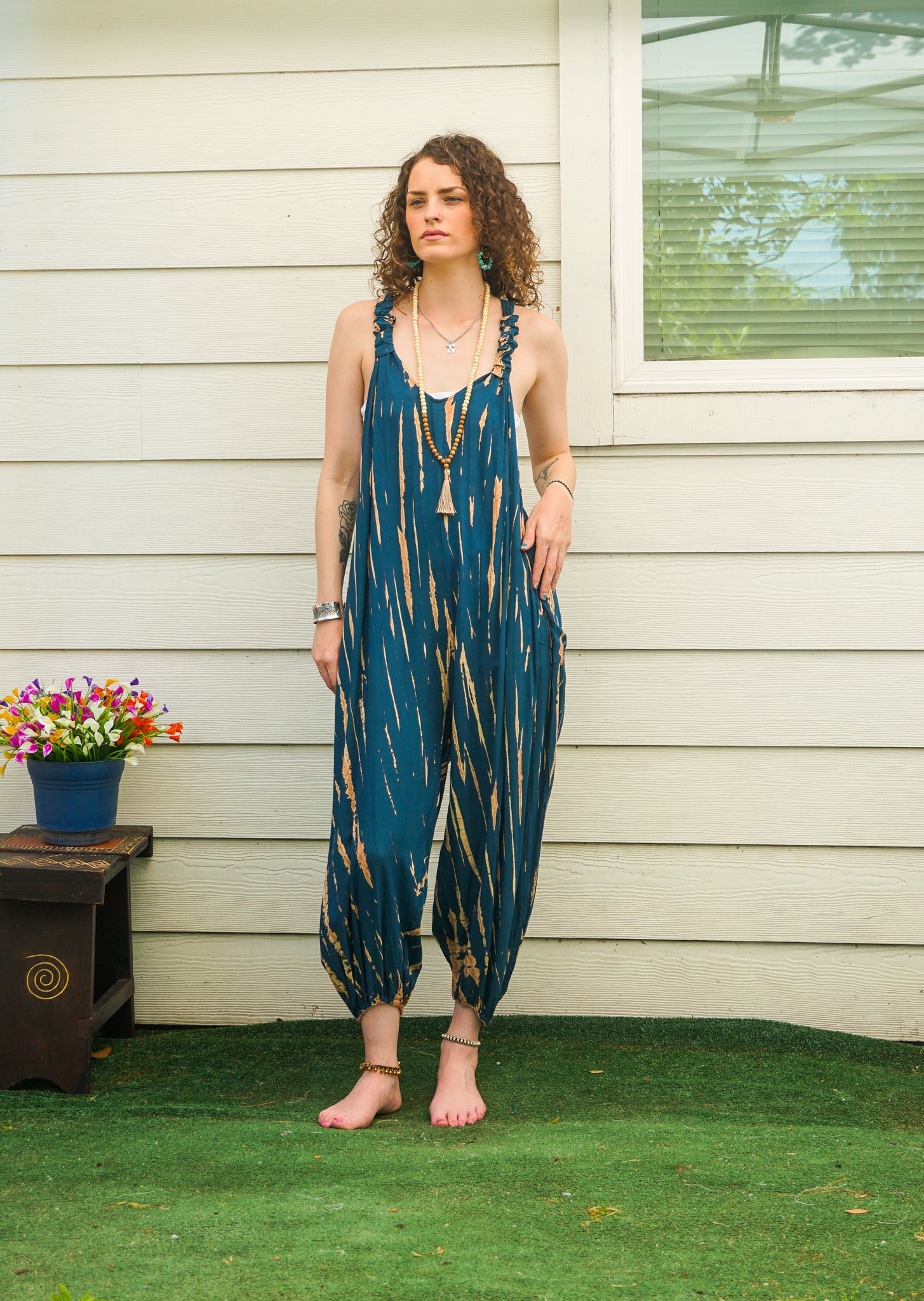 Sand & Sea Hand Dyed Dungarees Overalls Jumpsuit with Pockets