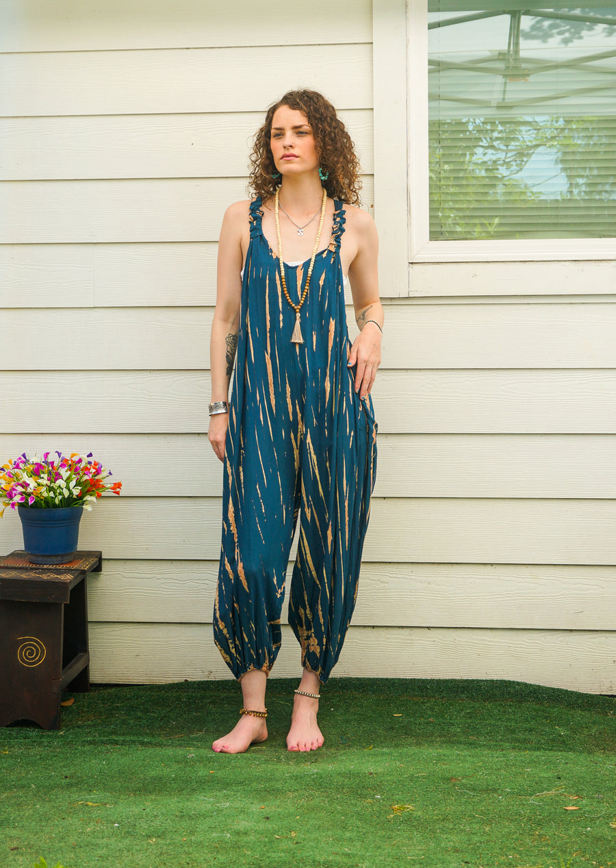 Sand & Sea Hand Dyed Dungarees Overalls Jumpsuit with Pockets