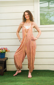 Rose Sol Hand Dyed Dungarees Overalls Jumpsuit with Pockets