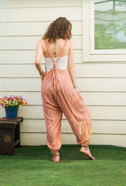 Rose Sol Hand Dyed Dungarees Overalls Jumpsuit with Pockets