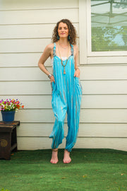 Sky Drift Hand Dyed Dungarees Overalls Jumpsuit with Pockets