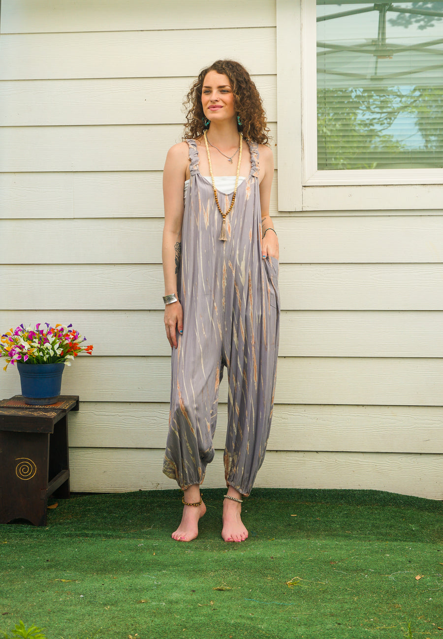Moon Dust Hand Dyed Dungarees Overalls Jumpsuit with Pockets