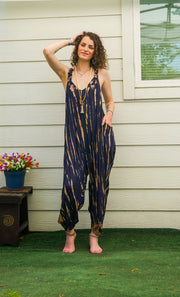 Celestial Flow Hand Dyed Dungarees Overalls Jumpsuit with Pockets