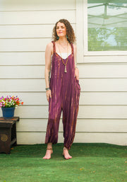 Amethyst Sky Hand Dyed Dungarees Overalls Jumpsuit with Pockets