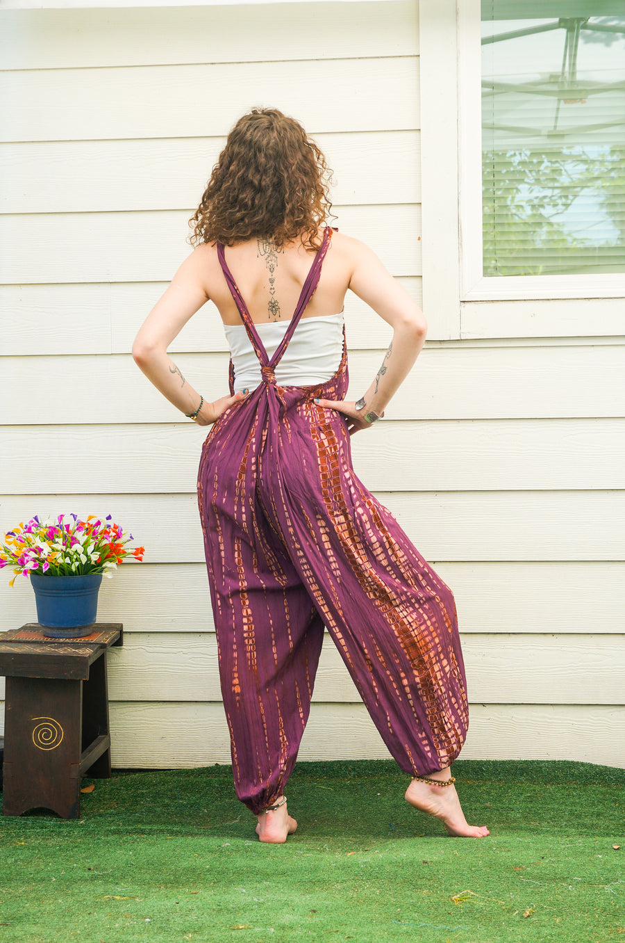 Amethyst Sky Hand Dyed Dungarees Overalls Jumpsuit with Pockets
