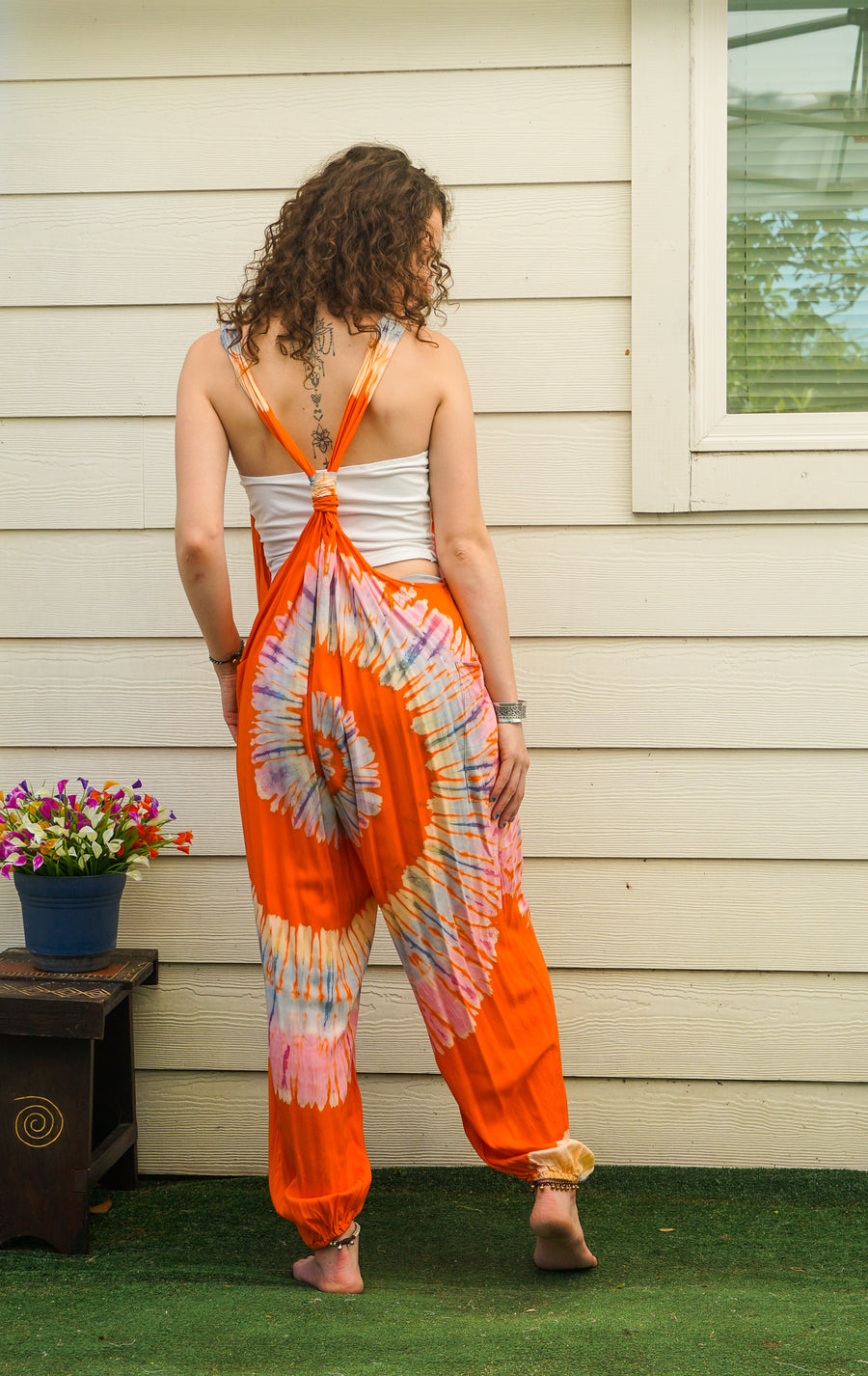 Marigold Dream Hand Dyed Dungarees Overalls Jumpsuit with Pockets