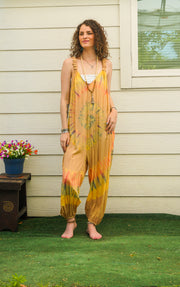Dandelion Spiral Hand Dyed Dungarees Overalls Jumpsuit with Pockets