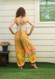 Dandelion Spiral Hand Dyed Dungarees Overalls Jumpsuit with Pockets