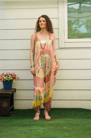 Summer Ember Hand Dyed Dungarees Overalls Jumpsuit with Pockets