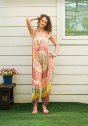 Summer Ember Hand Dyed Dungarees Overalls Jumpsuit with Pockets