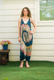 Baja Bloom Hand Dyed Dungarees Overalls Jumpsuit with Pockets