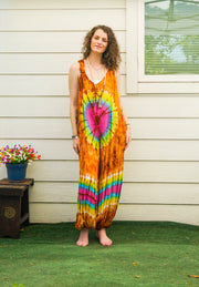 Earthchild Hand Dyed Dungarees Overalls Jumpsuit Romper with Pockets