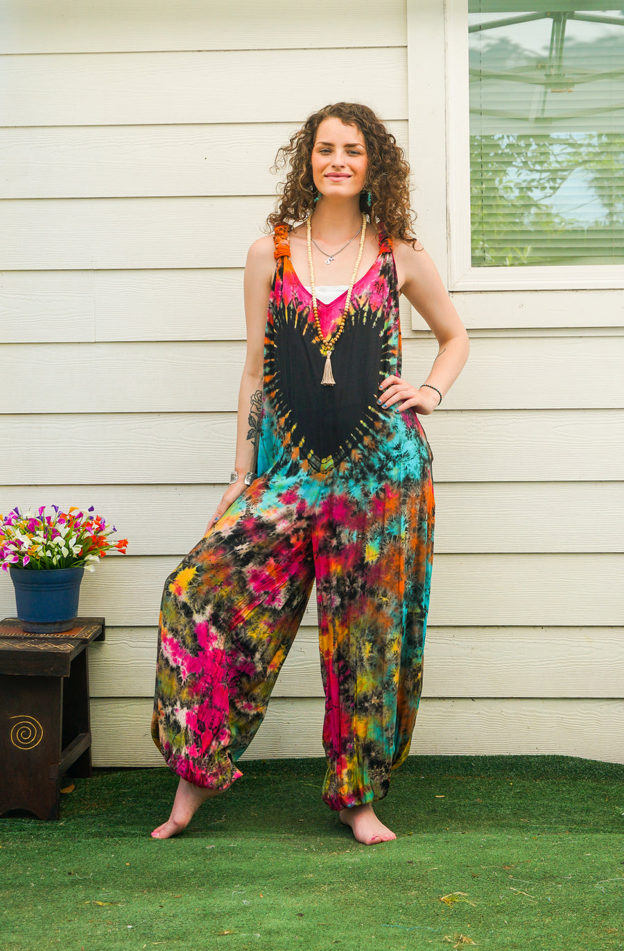 Moon & Heart Hand Dyed Dungarees Overalls Jumpsuit with Pockets
