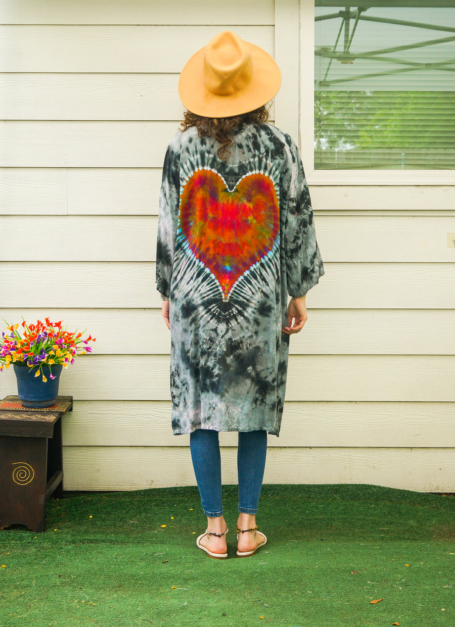 Sacred Heart Tie-Dye Kimono – Hand-Dyed Boho Duster