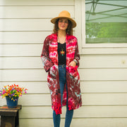 Crimson Drift Tie-Dye Kimono