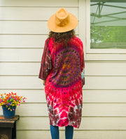 Crimson Drift Tie-Dye Kimono