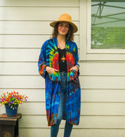 Rainbow Spiral Heart Kimono – Hand-Dyed Boho Duster