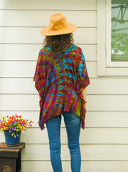 Prism Waves Boho Poncho Top – Hand-Dyed Flow Tunic