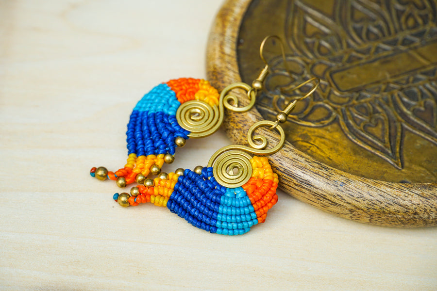 Solar Whirl Micro Macrame Boho Earrings