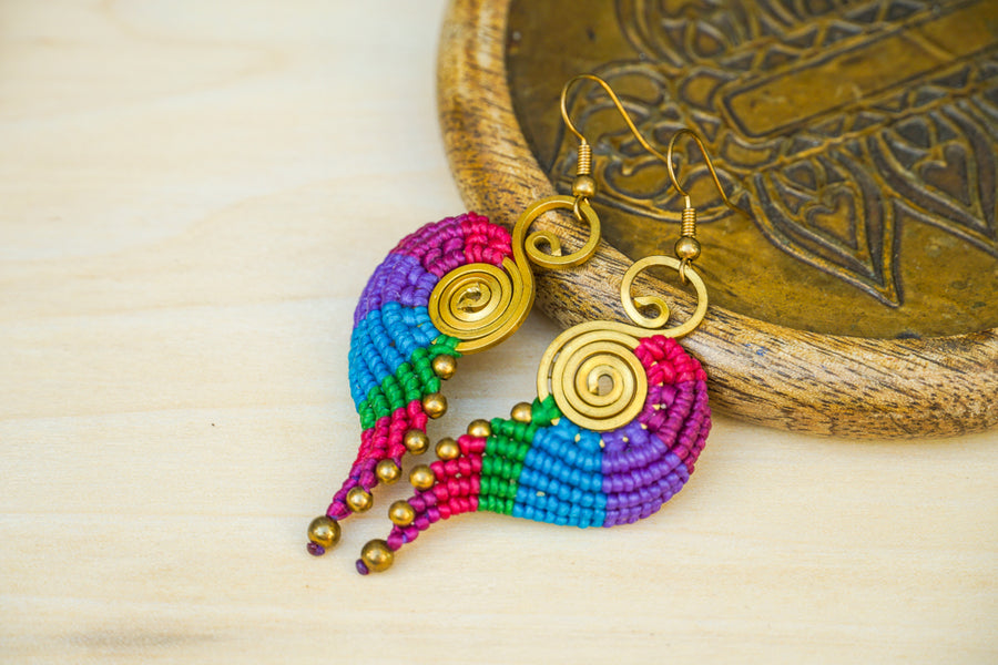 Rainbow Gypsy Micro Macrame Boho Earrings