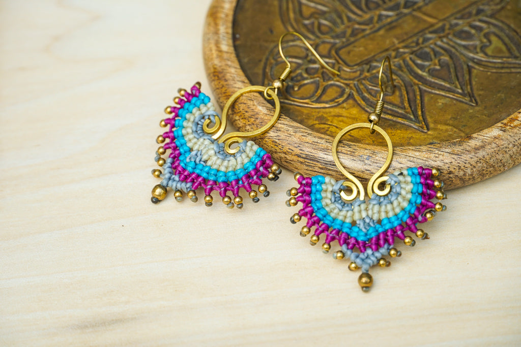 Micro Macrame Boho Earrings
