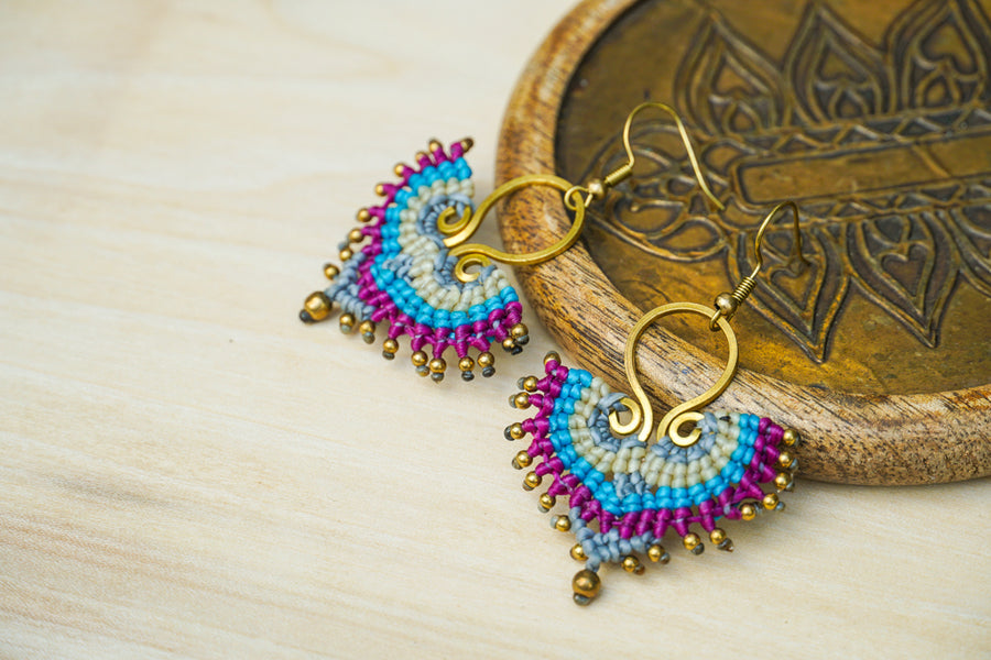 Micro Macrame Boho Earrings