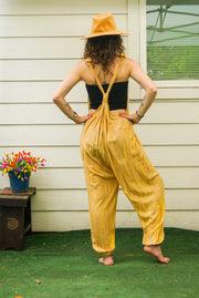 Honey Sand Hand Dyed Dungarees Overalls Jumpsuit with Pockets