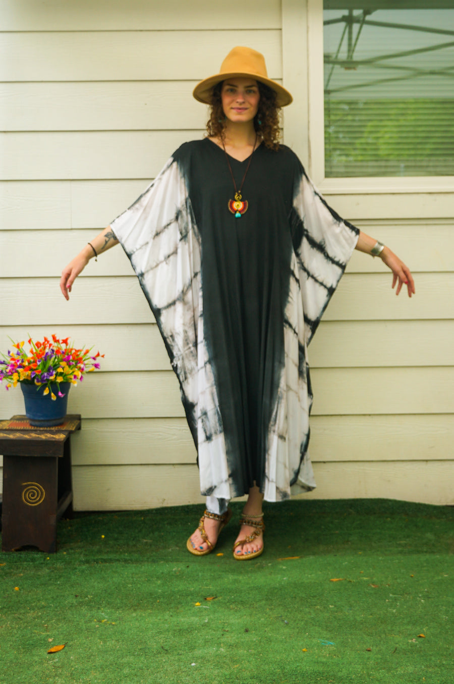 Moonshadow Hand Dyed Boho Kaftan Poncho Dress