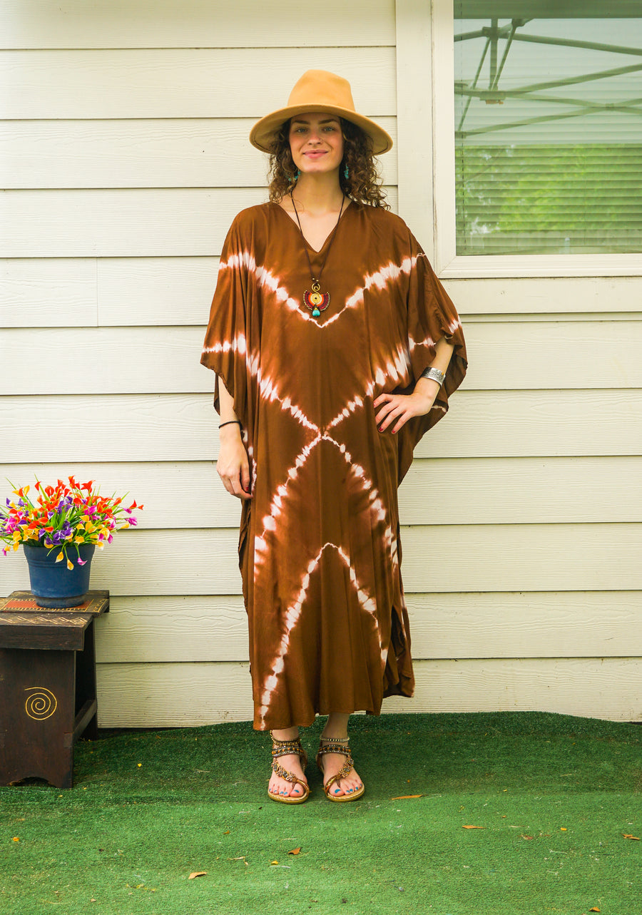 Sienna Hand Dyed Boho Kaftan Poncho Dress