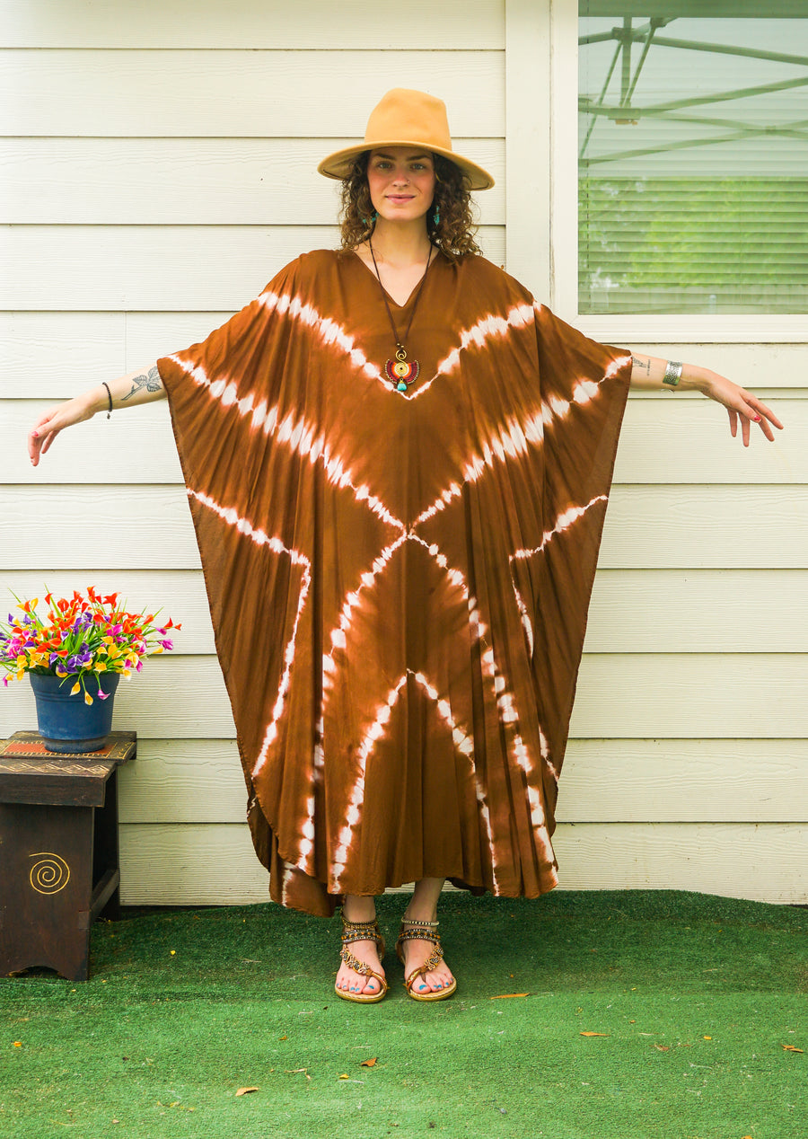 Sienna Hand Dyed Boho Kaftan Poncho Dress