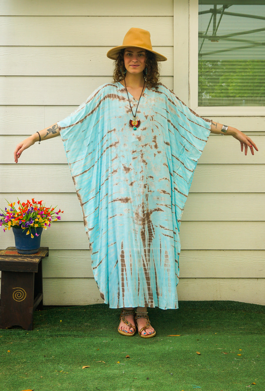 Ocean & Earth Hand Dyed Boho Kaftan Poncho Dress