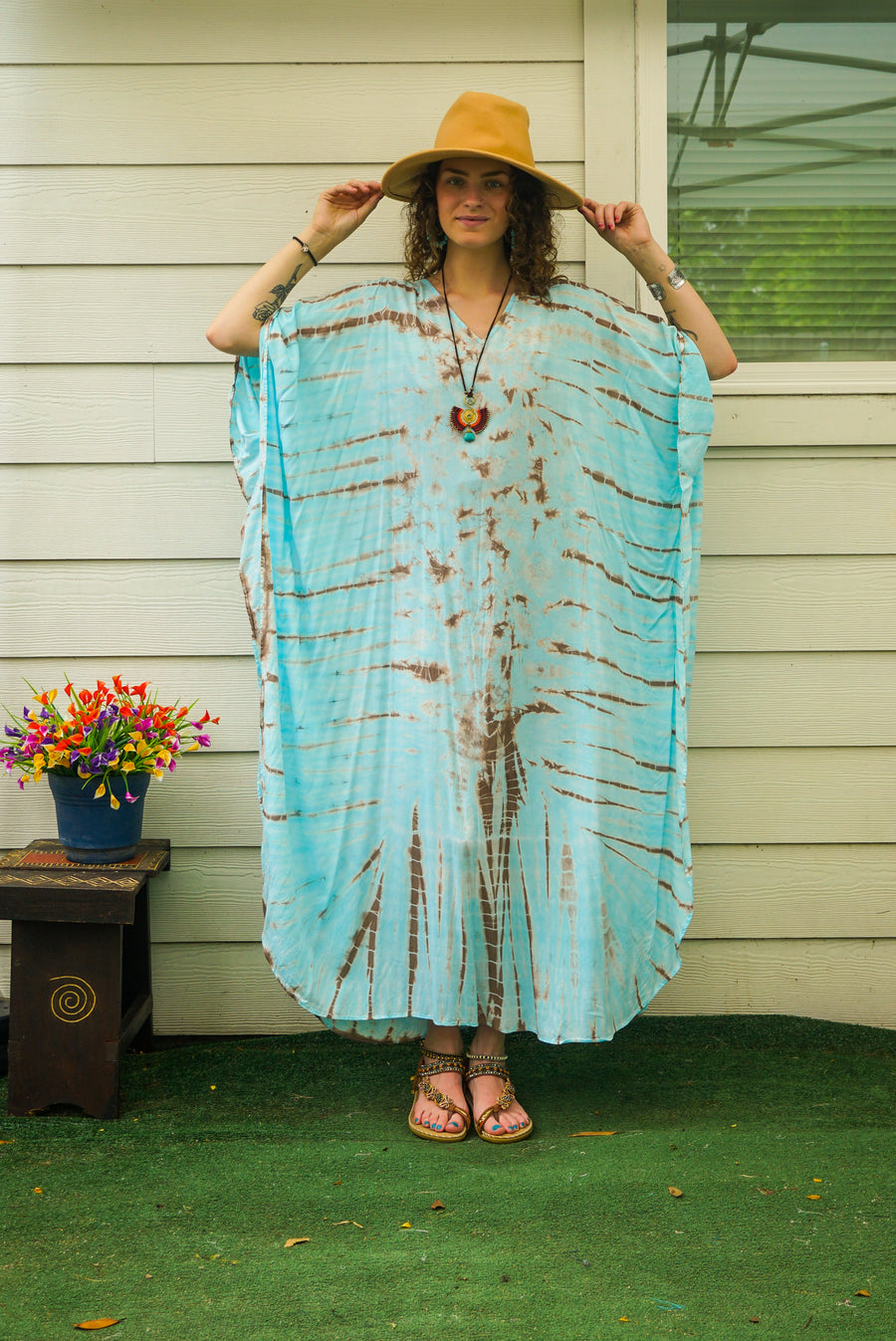 Ocean & Earth Hand Dyed Boho Kaftan Poncho Dress