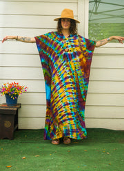 Rainbow Current Hand-Dyed Kaftan Dress
