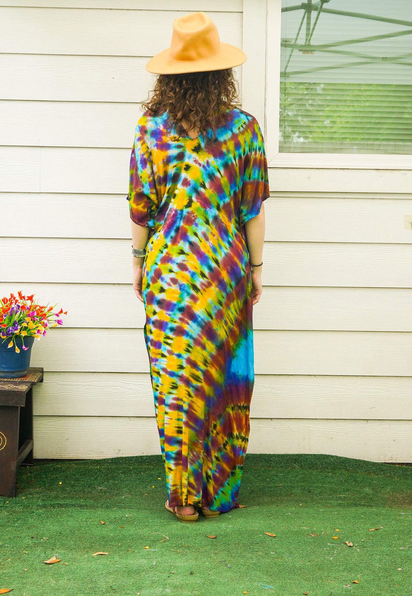 Forest Prism Tie-Dye Kaftan Dress