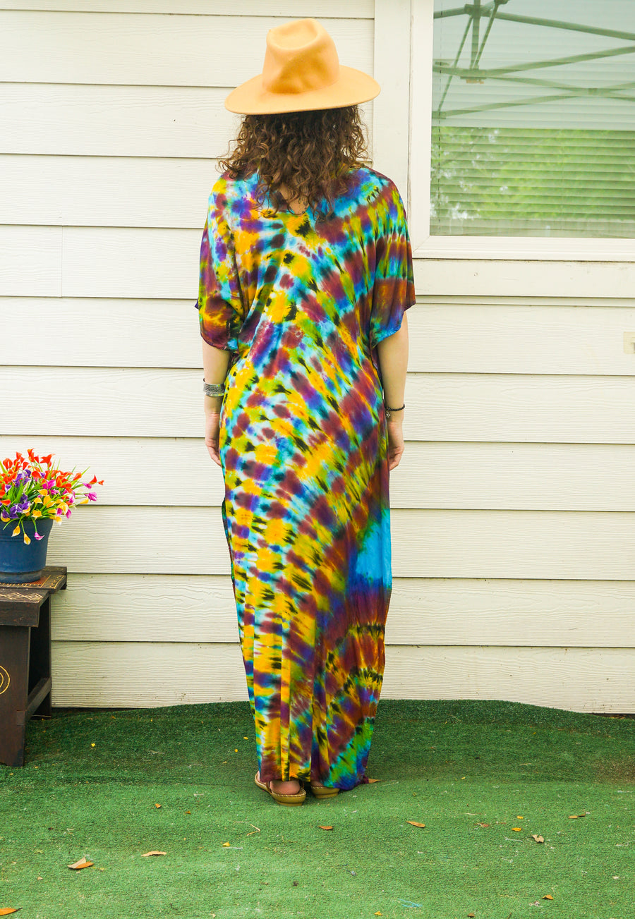 Forest Prism Tie-Dye Kaftan Dress
