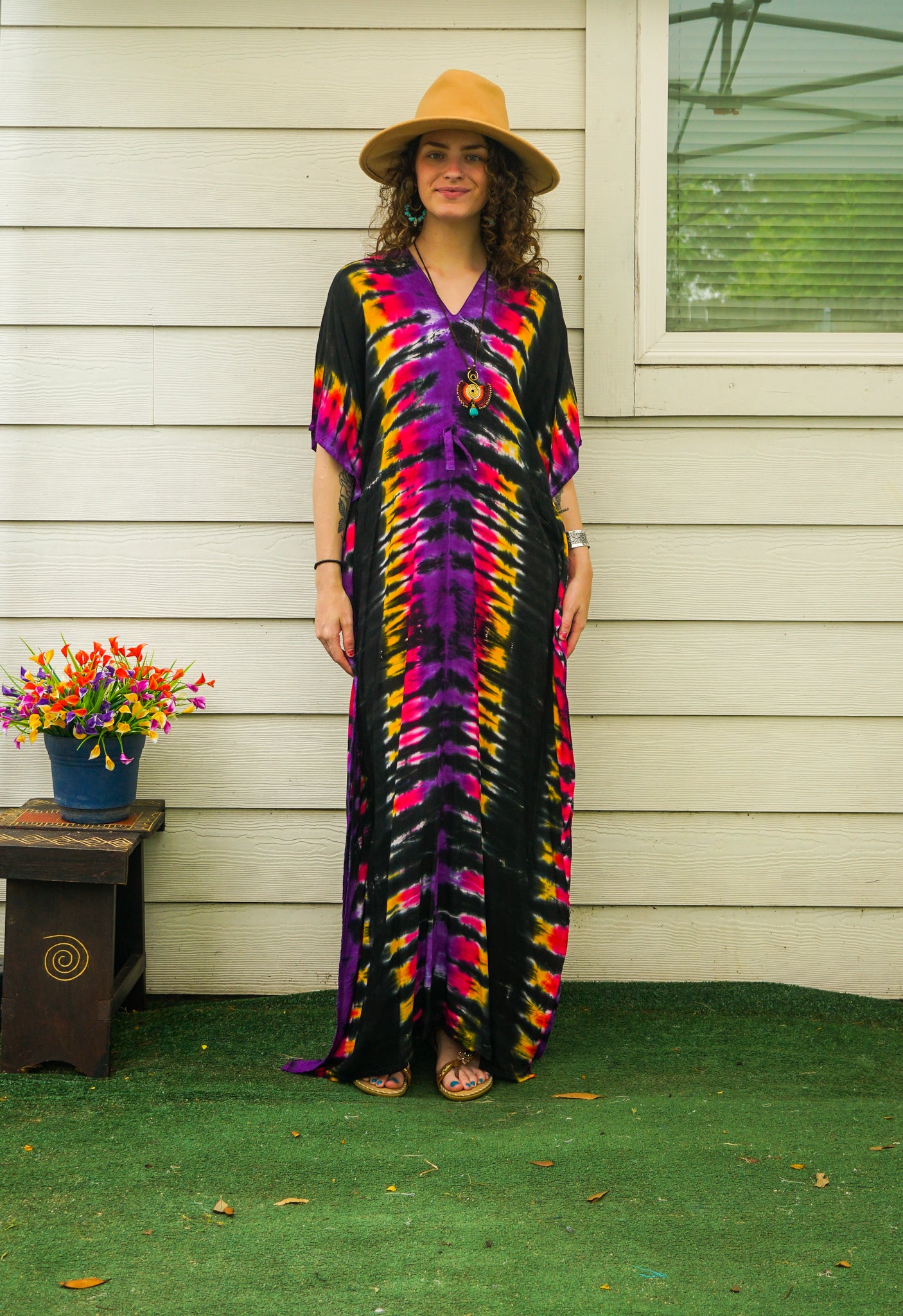 Midnight Ember Hand-Dyed Kaftan Dress