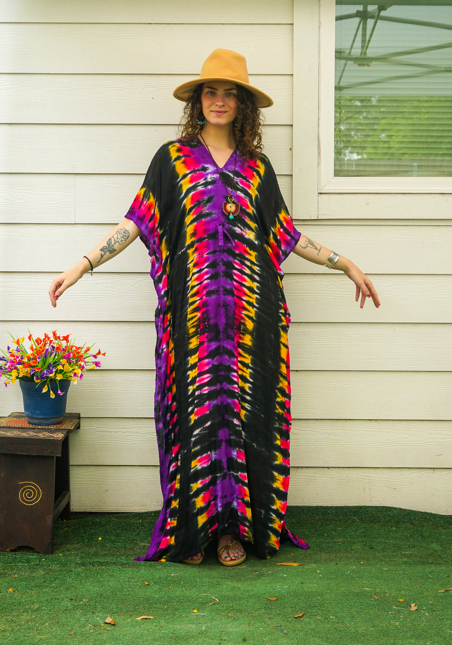 Midnight Ember Hand-Dyed Kaftan Dress