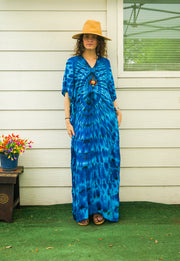 Ocean Pulse Tie-Dye Kaftan Dress