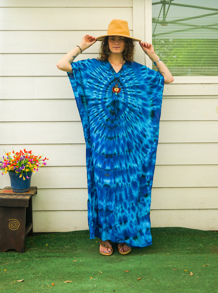 Ocean Pulse Hand-Dyed Kaftan Dress
