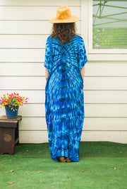 Ocean Pulse Tie-Dye Kaftan Dress