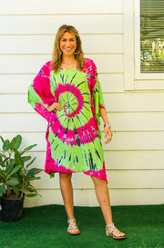 Lemon Summer Tie-Dye Beach Cover Up Kaftan