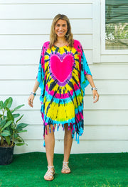 Heartburst Glow Tie Dye Kaftan