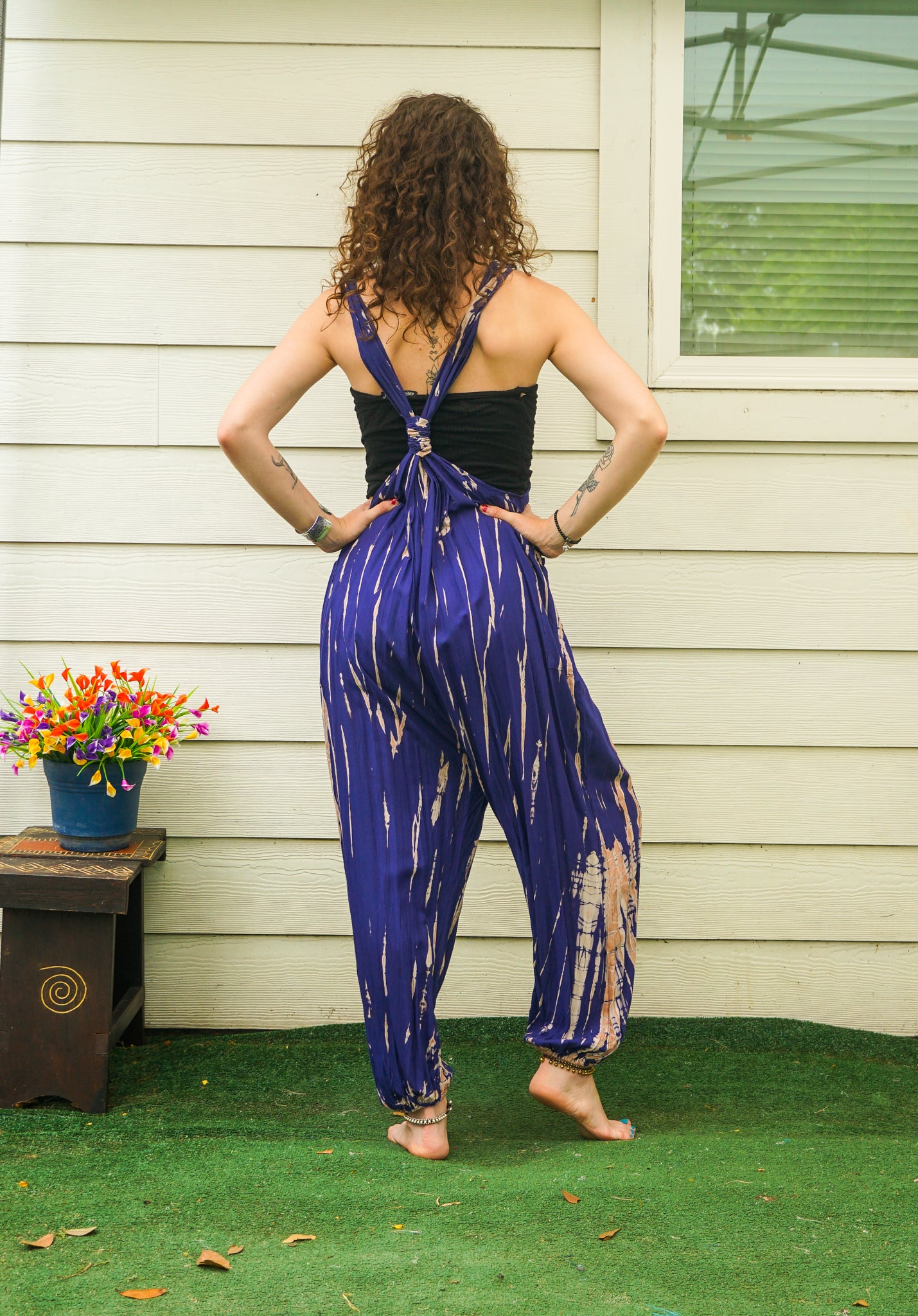 Canyon Sky Hand Dyed Dungarees Overalls Jumpsuit with Pockets