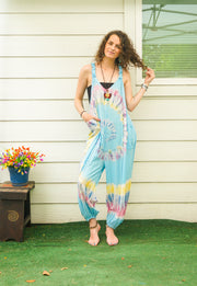 Cotton Candy Sky Hand Dyed Dungarees Overalls Jumpsuit with Pockets