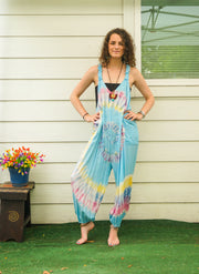 Cotton Candy Sky Hand Dyed Dungarees Overalls Jumpsuit with Pockets